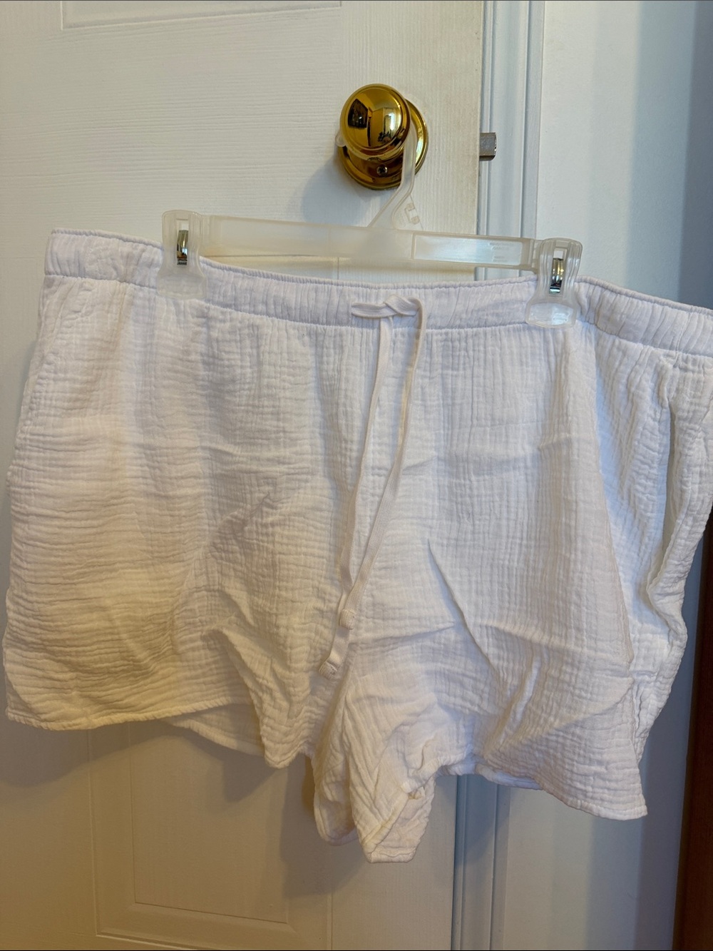 Aritzia White Cotton Gauze Drawstring Athletic Shorts